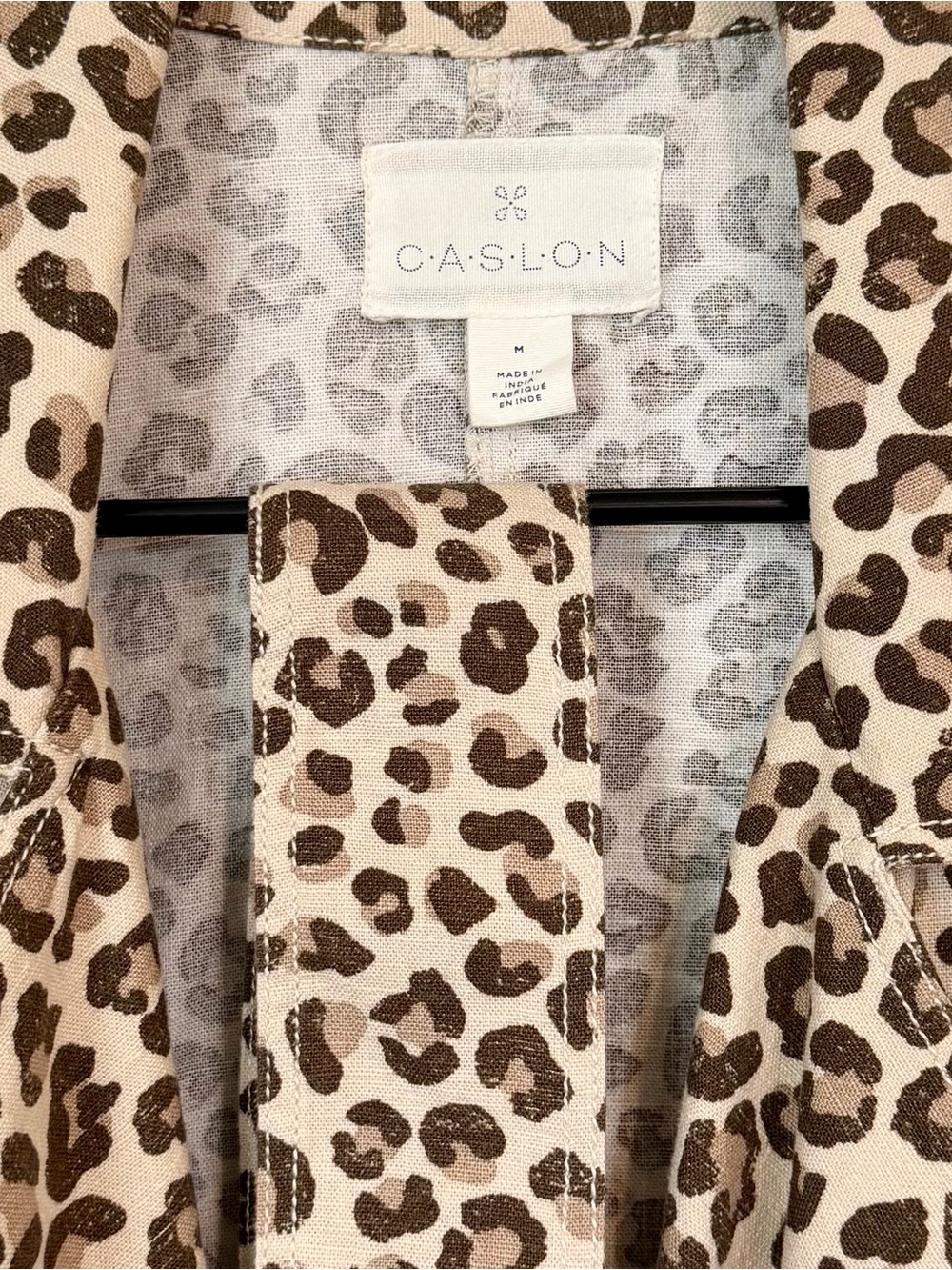 Caslon Leopard-Print Jacket with Waist Tie - Size: Medium - Picture 2 of 7